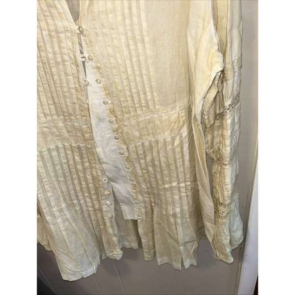 Handmade Rare Bird Shirt Sz XL Button Down Distressed Lace Boho  NOS! - Picture 2 of 10